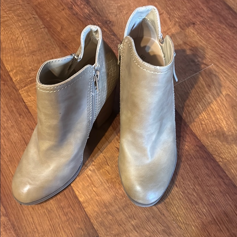 Call It Spring Tan Ankle Booties with Side Zipper